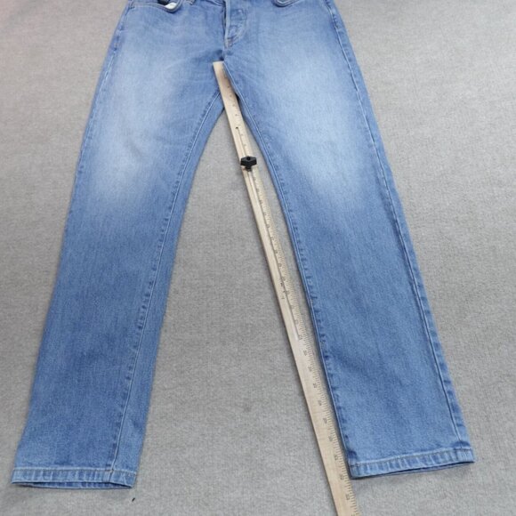 Buck Mason Jeans 34 x 32 Blue Straight Button Fly - Picture 2 of 11